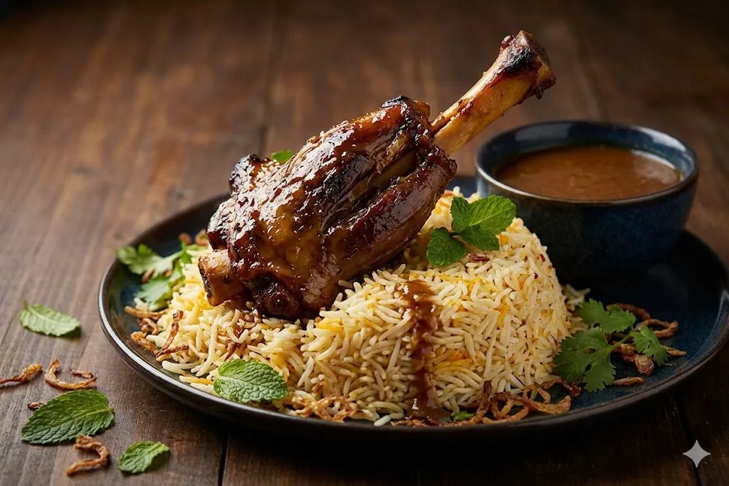 Lamb Shank Mandi at Malabar Mandi Majlis Restaurant Regina